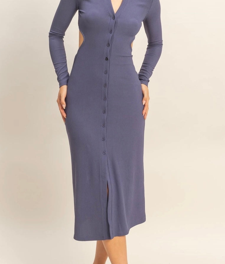 Ribbed cut-out midi-dress