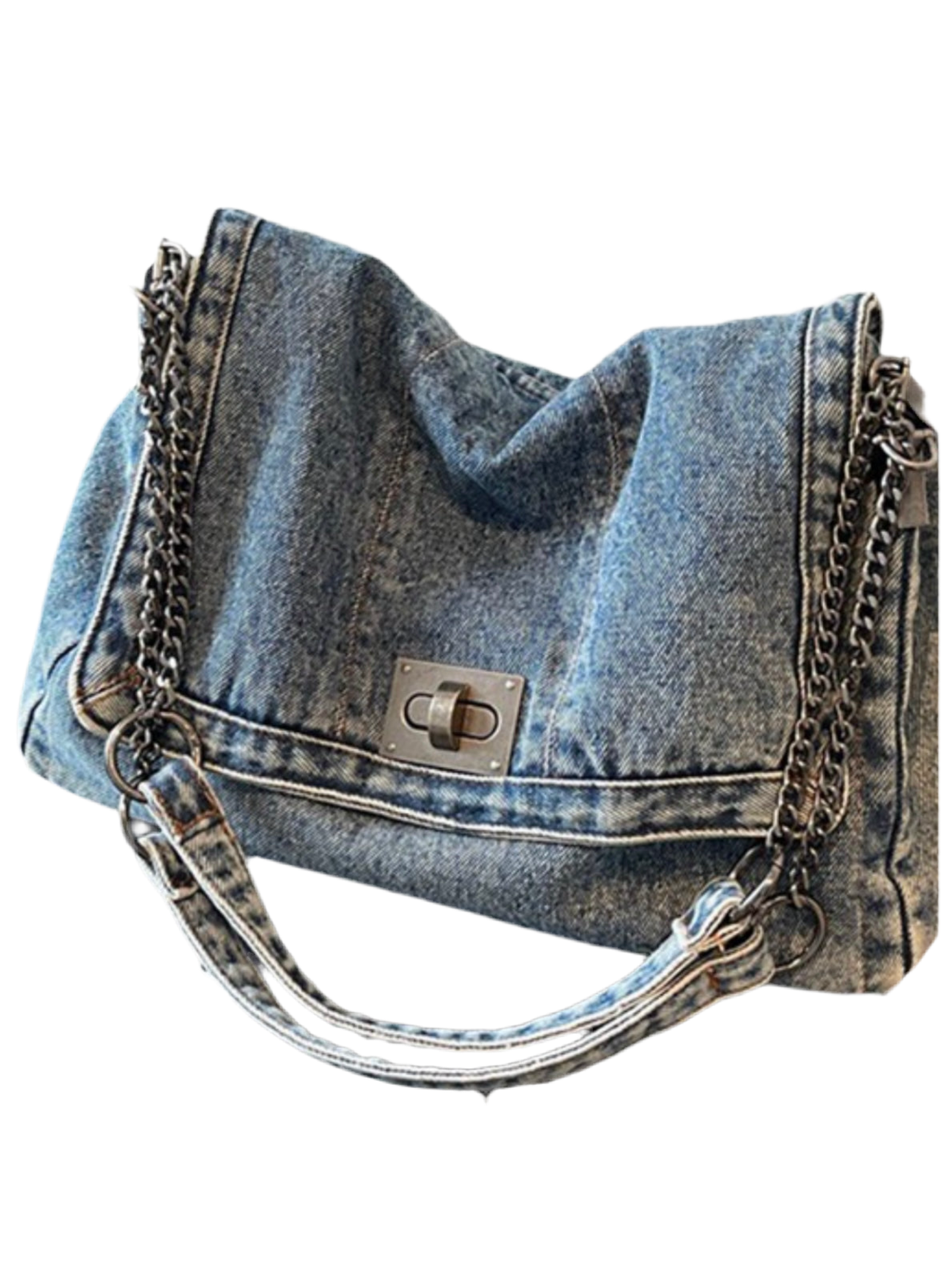 Denim slouch bag