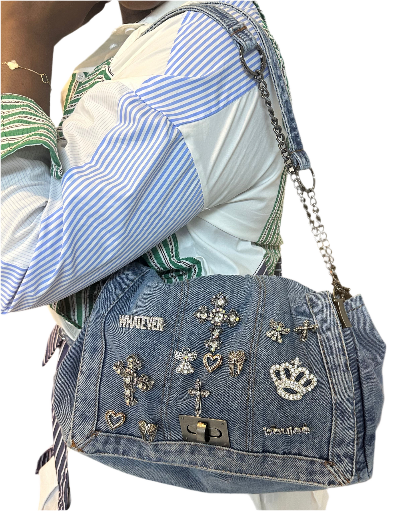 Denim slouch bag