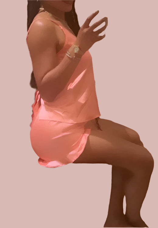 "Tie Me" Coral Pajama Set