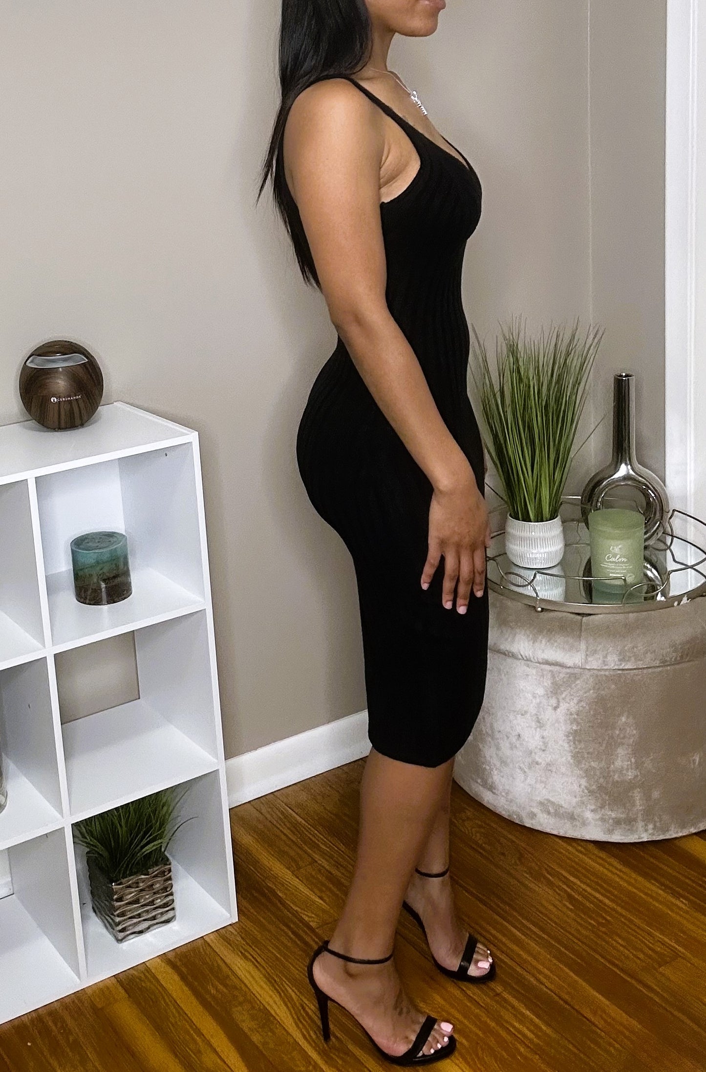 V-Neck Ribbed Dress