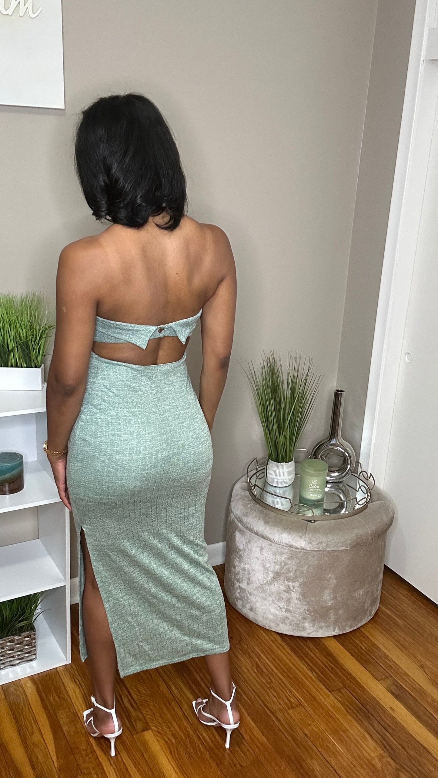 Knit Strapless Cut Out Dress