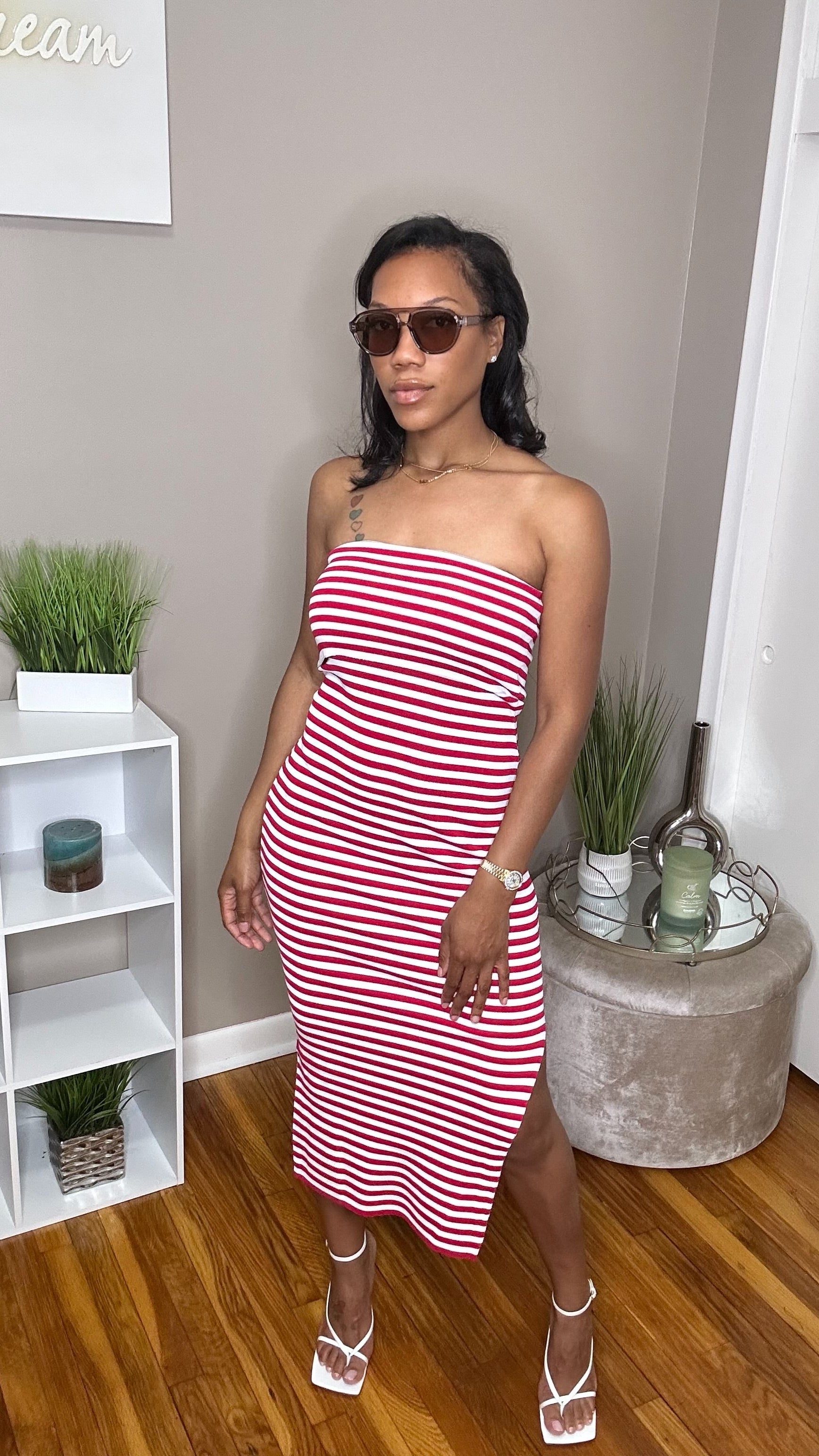 Striped Up Tube Dress – Nadia-Lamour