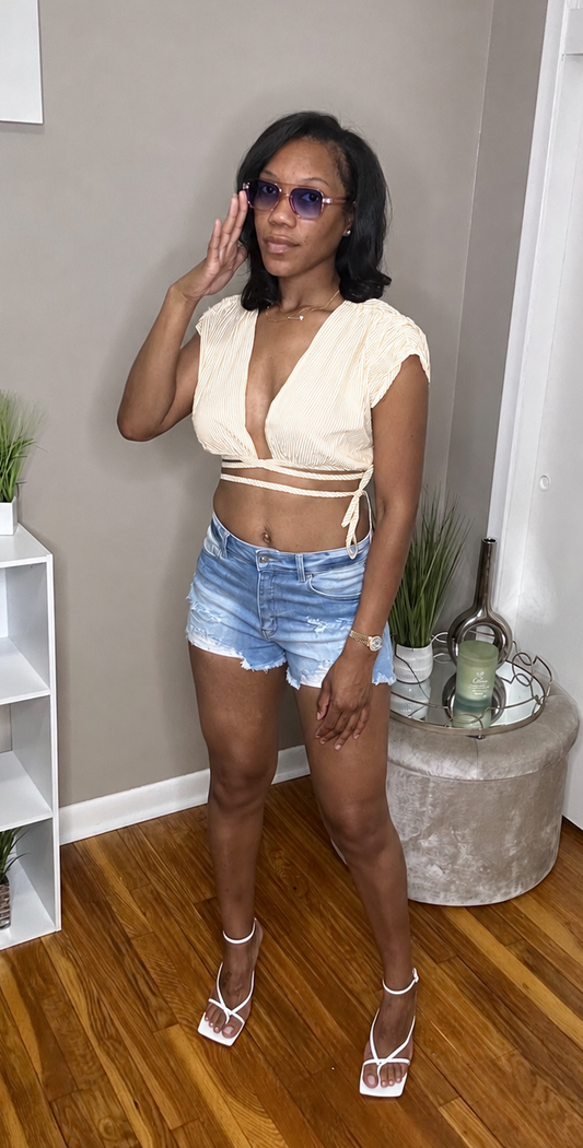 Striped Wrap Crop Top