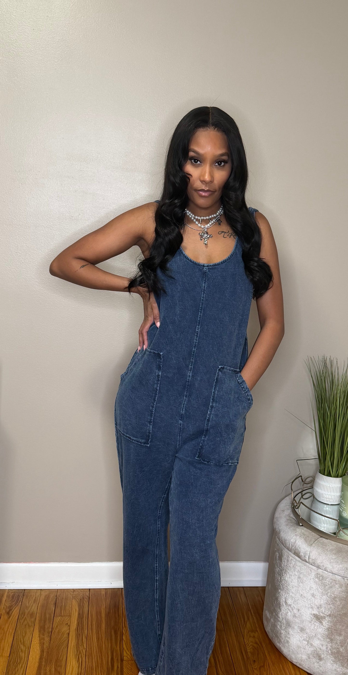 Denim hooded Overall