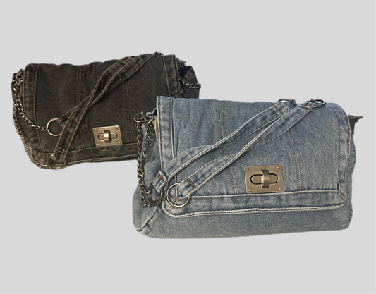 Denim slouch bag