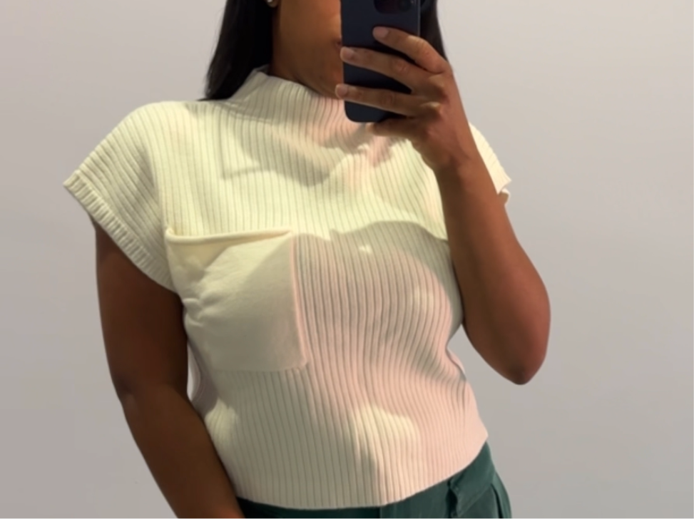 Cream High neck Sweater