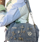 Denim slouch bag