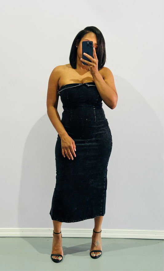 Washed Strapless Dress
