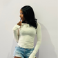 Cream long sleeve Flared Shirt