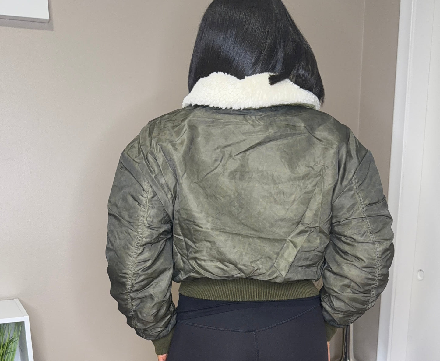 Washed Cropped Bomber Jacket