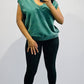 Green Washed V-Neck Top