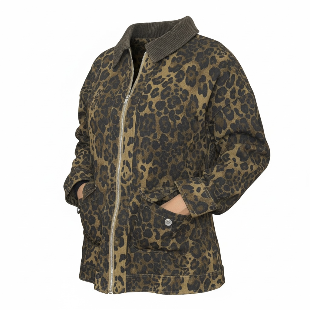 Leopard Twill Oversized Jacket