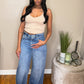 Fold-Over Wide leg Denim Pant