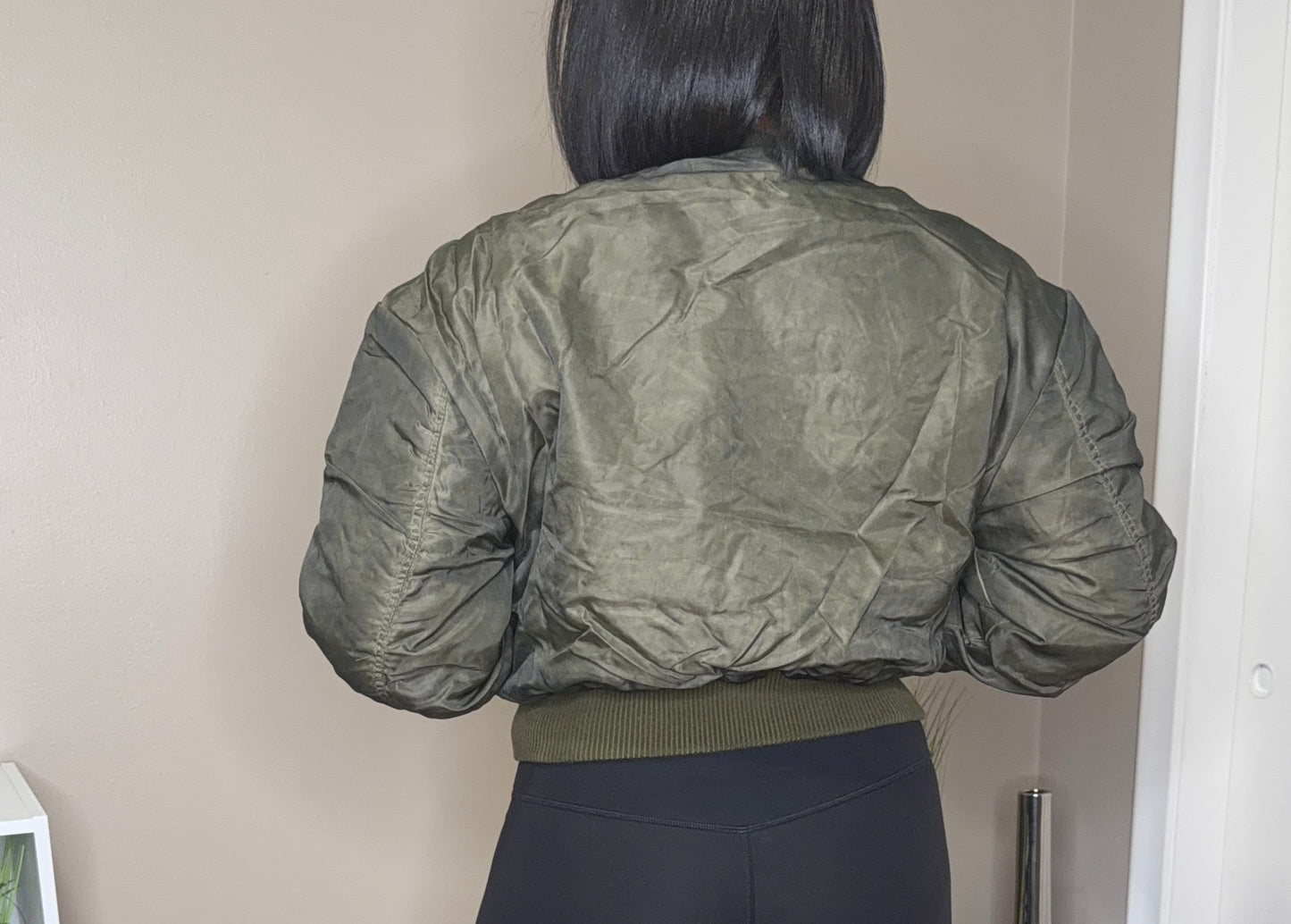 Washed Cropped Bomber Jacket