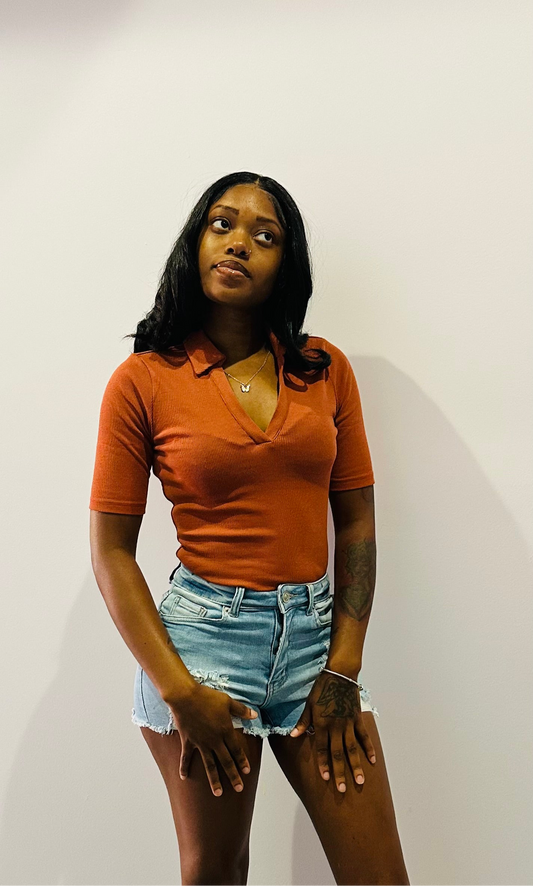 Ribbed V-Neck Bodysuit