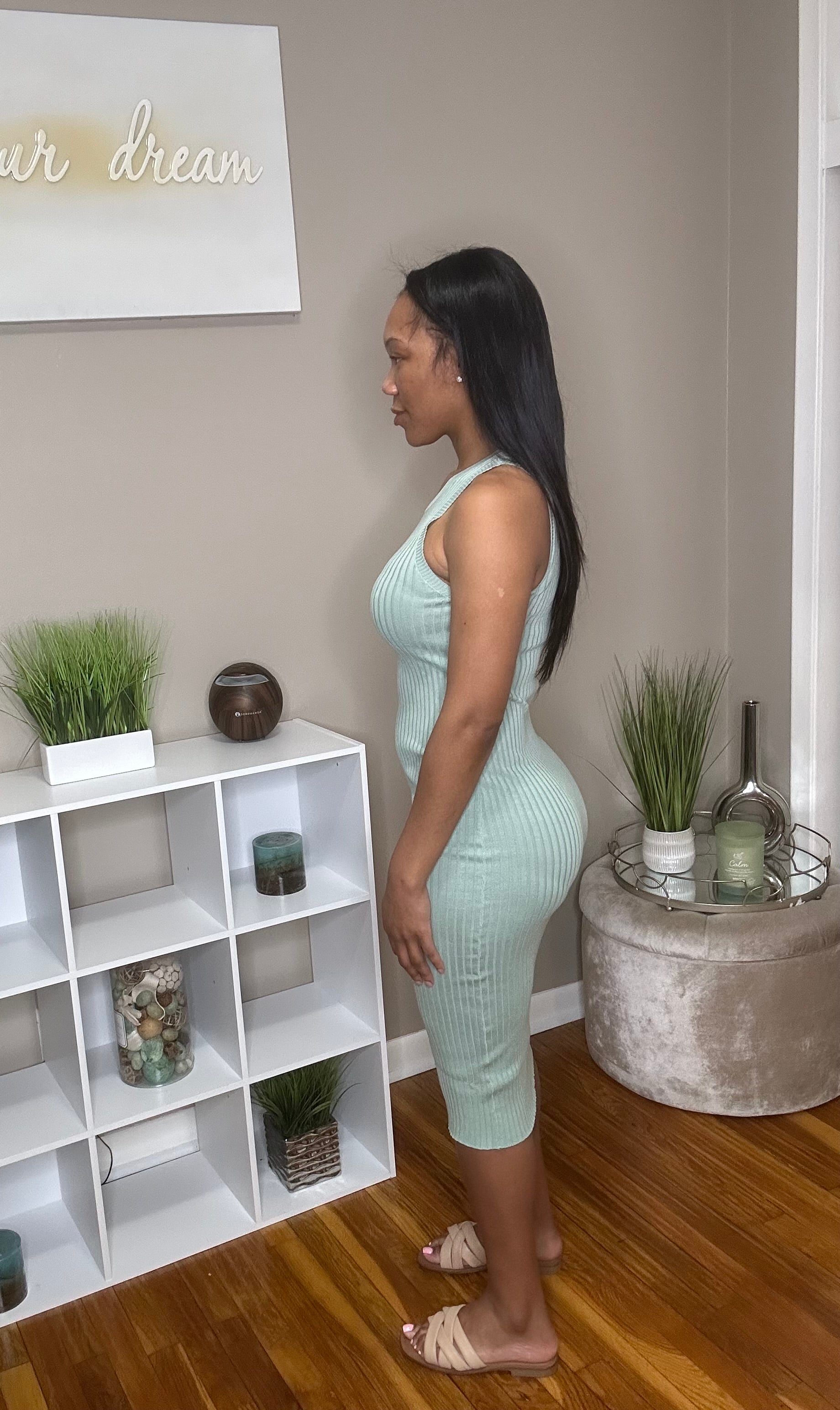 Sage Ribbed Dress Nadia-Lamour Sage Ribbed Dress Nadia-Lamour