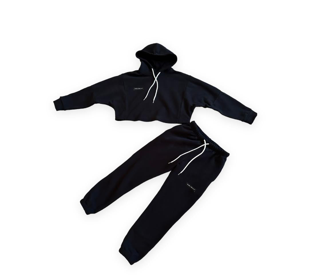 Black Crop Jogging suit